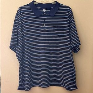 Men’s Saddlebred Comfort Flex Pocket Polo with Blue/White Stripe size 4X.